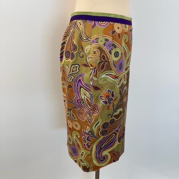 Etro Paisley Print Pencil Skirt Cotton Multicolor Print Italy Made | 42 (US 6) - Picture 4 of 9